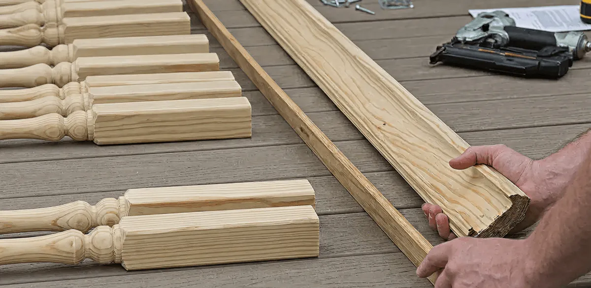 Handrail installation materials and wood components for stair rail work in Jackson, MS